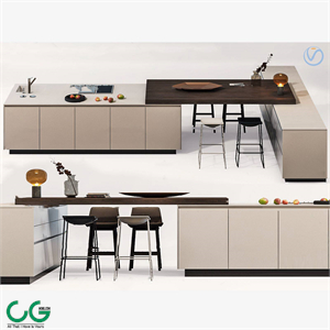 3d model of modern kitchen bar